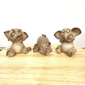 See - Hear - Speak - NO EVIL Trio ELEPHANT Figurines Set of 3